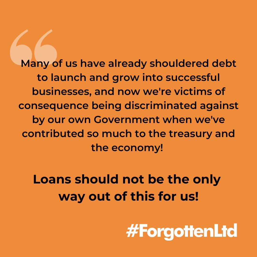 ForgottenLtd's tweet photo. @rnchmn @RishiSunak Can we have our money back too please?? Your 100% guarantee to the banks isn’t convincing us to take out loans when other businesses get grants!! #notodebt #forgottenltd https://t.co/AV6I9fPGix