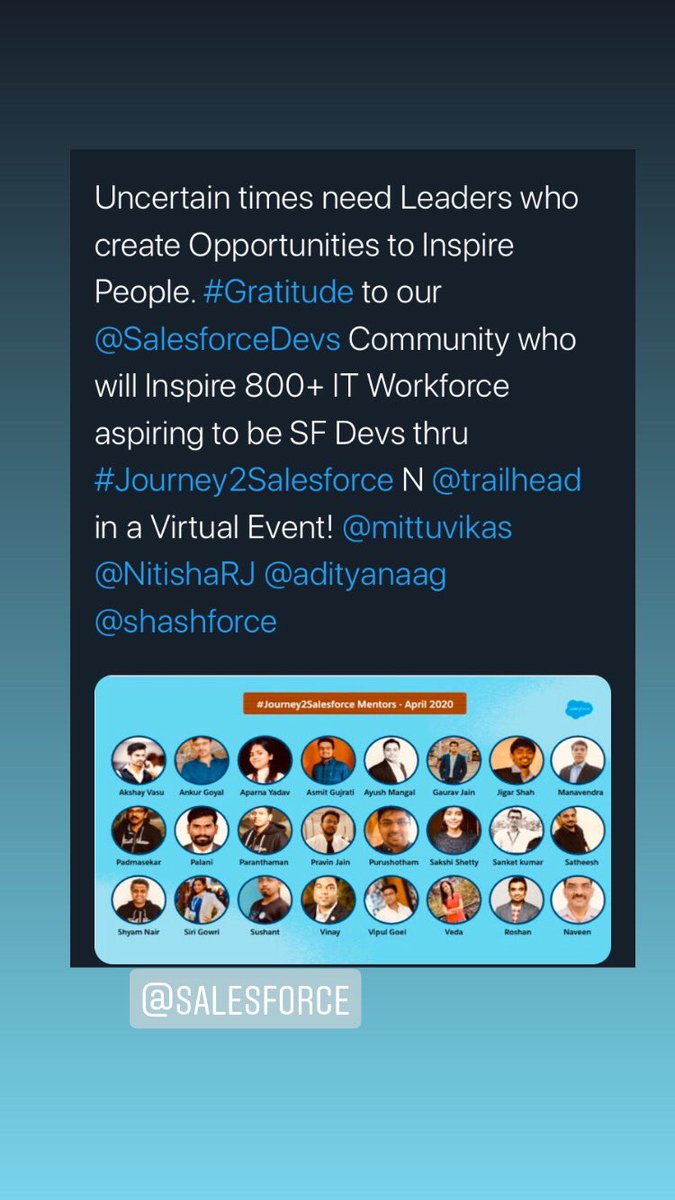 Gaurav Jain (@gauravforce) on Twitter photo 5 cities,5 trailmix,25 sessions, and one agenda #Journey2saleaforce,
Great experience and feel good to meet new members of our #Ohana family and share knowledge. Thank you #DevRelTeam <a href="/SalesforceDevs/">Salesforce Developers</a> for giving this opportunity #TrailblazerCommunity #Salesforce 5 cities,5 trailmix,25 sessions, and one agenda #Journey2saleaforce,
Great experience and feel good to meet new members of our #Ohana family and share knowledge. Thank you #DevRelTeam <a href="/SalesforceDevs/">Salesforce Developers</a> for giving this opportunity #TrailblazerCommunity #Salesforce