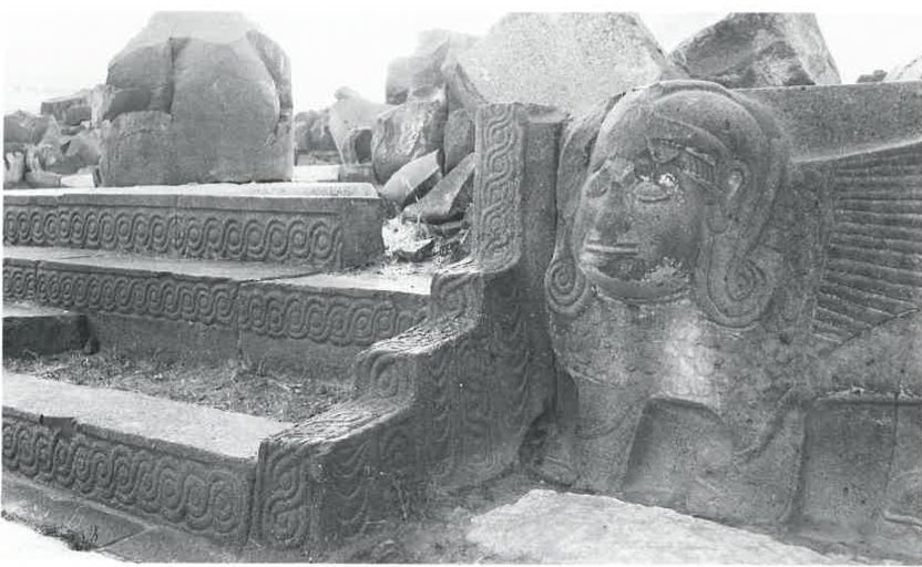 And here are snippets of the various beautiful lion and sphinx protomes and orthostats decorating its exterior. (8)