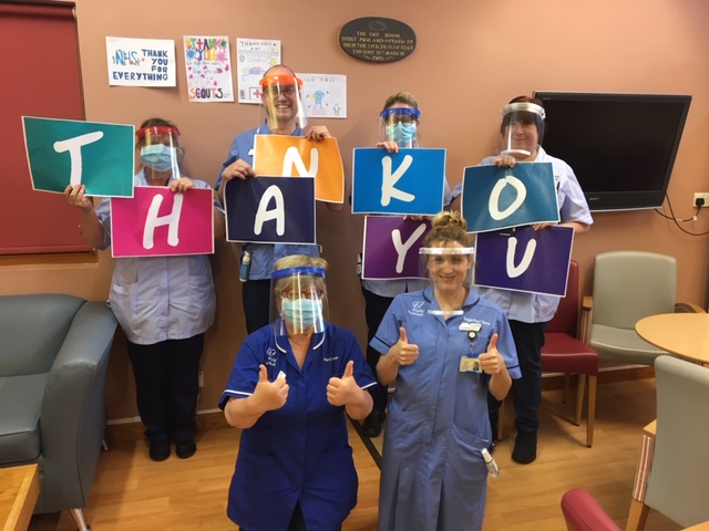 We would like to send an enormous THANK YOU to 1st Rudgwick scouts, who have delivered some fantastic visors to help keep our team protected.  Here are some of our fabulous frontline team wearing them!
We really do appreciate your time and support!