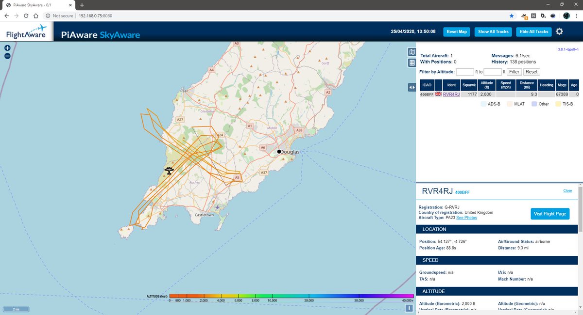 HamRadioDoom's tweet image. Interesting flight pattern at the moment! #PiAware #ADSB