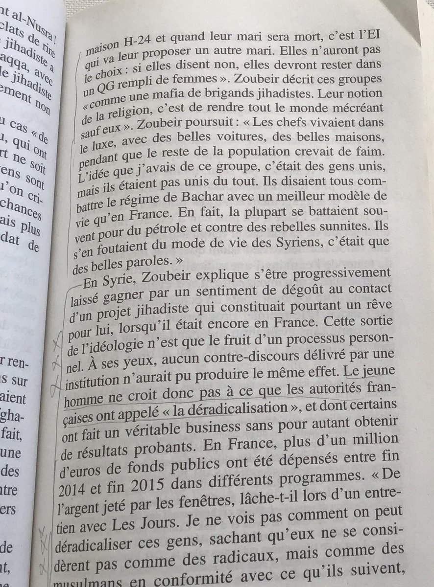 « Je ne vois pas comment on peut déradicaliser ces gens, sachant qu’eux ne se considèrent pas comme des radicaux, mais comme des musulmans en conformité avec ce qu’ils suivent, c’est à dire le Coran et la Sunna »