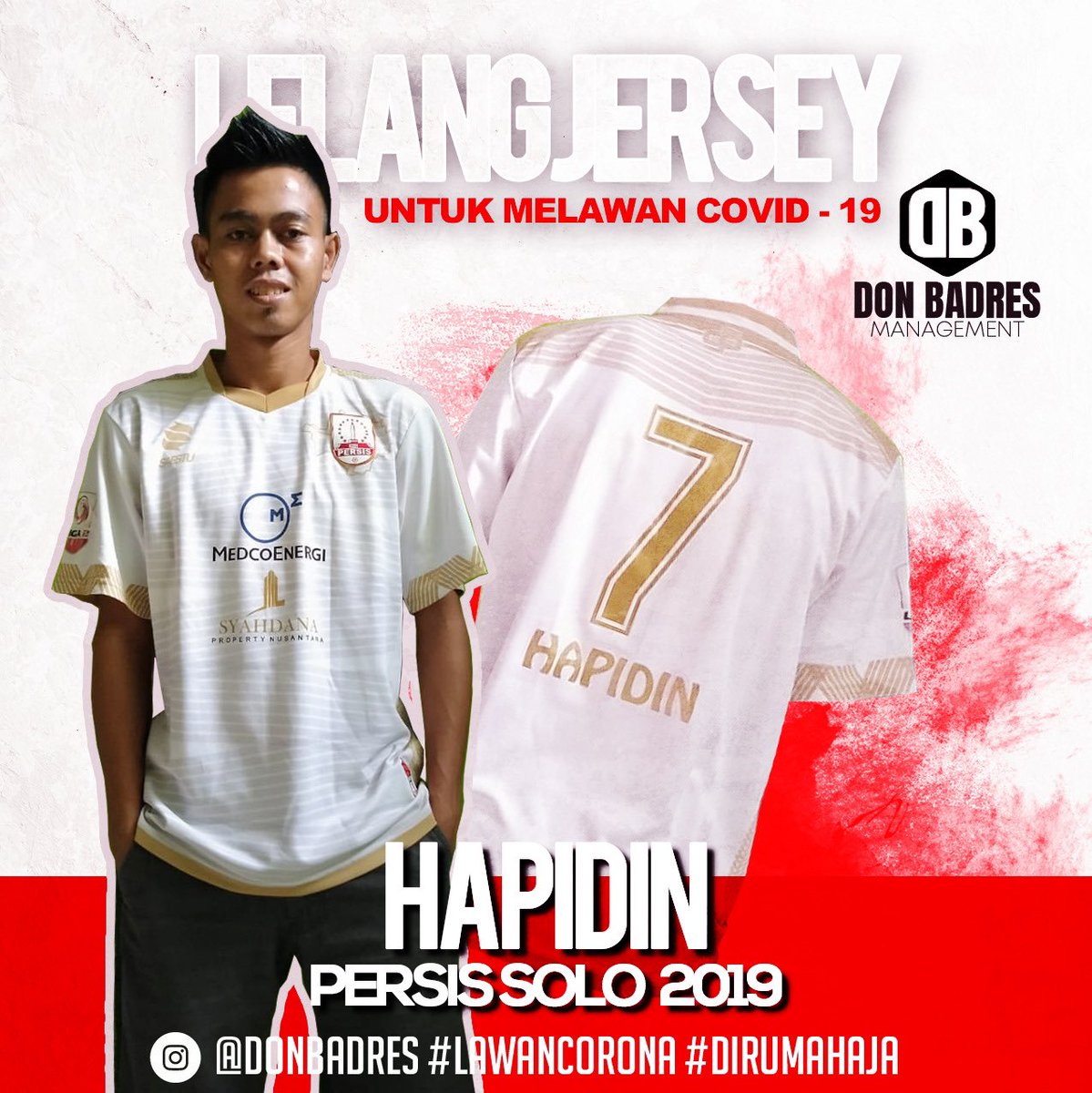 Lelang jersey away PERSIS SOLO 2019 atas Hapidin  utk donasi masker mulai mlm ini sampe tgl 27 april jam 19.23 wib..monggo yg ingin dapat jersey matchworn lgsg dari pemainnya..bisa lgsg ke Akun saya di IG <a href="/donbadres/">Don Badres Management</a> semoga berkah..Aamin Ya Rabbal Alaamiinnn 🙂🙏nuwun