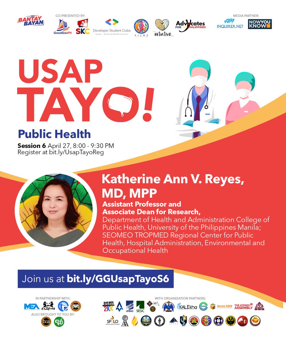 [OPEN INVITE]Tara, USAP TAYO! Mag-REGISTER NA sa:  http://bit.ly/UsapTayoReg  Mag-SEND NG MGA TANONG sa:  http://bit.ly/UsapTayoQuestions SUMAMA NA sa ating Google Meet sa:  http://bit.ly/GGUsapTayoS4 Kitakits sa Lunes! #BantayBayan #COVID19PH  #GoodGovPH(1/5)