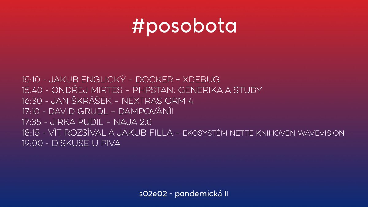 geekovo's tweet photo. A jsme online! Druhá online Posobota právě startuje.
Live stream: https://t.co/Fy5gTAEujN #nettefw #php #docker #phpstan #nextras #naja #pivo https://t.co/aHvfQMk18t