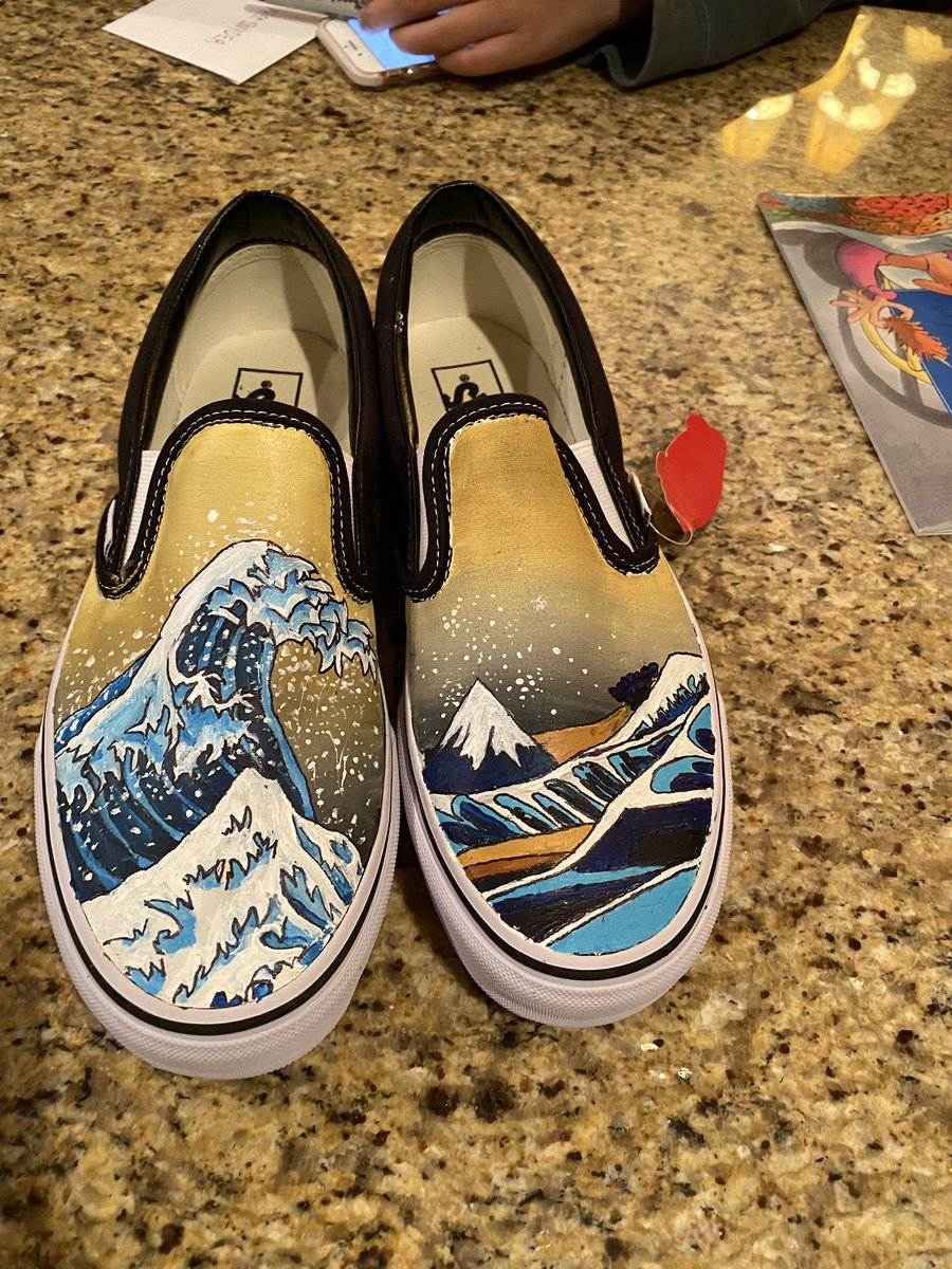 TMFOtter's tweet image. Me (last night, really late): Whatcha doing?

My 18 year old: Painting some shoes!

This morning: