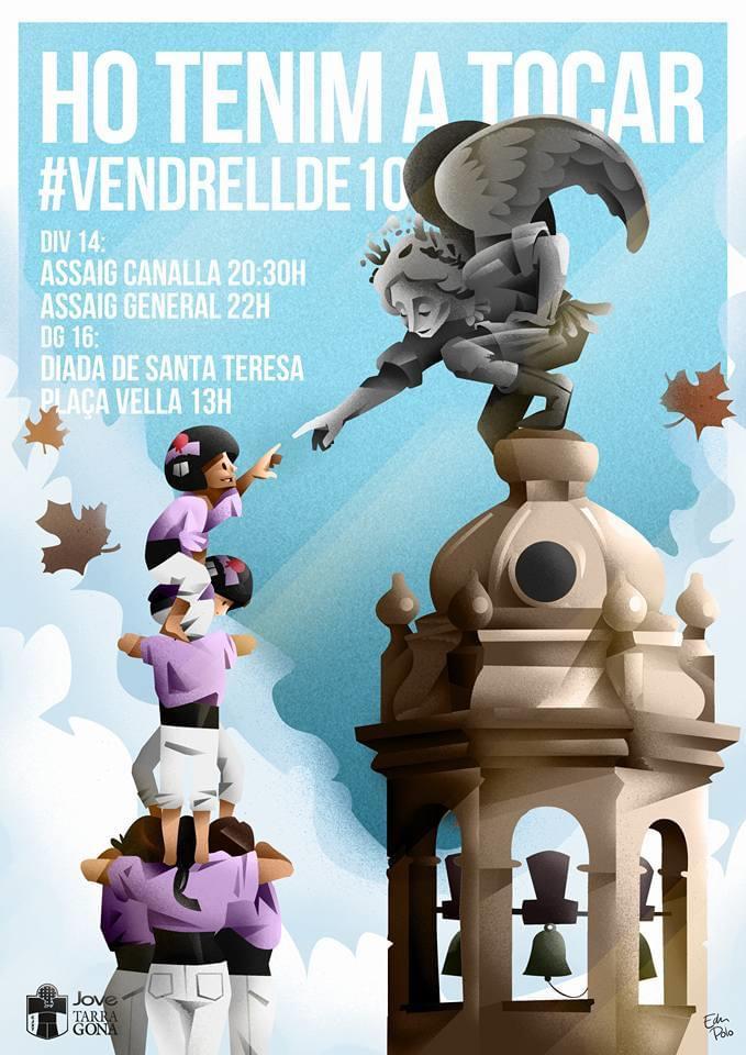 JoveDeTarragona's tweet photo. El Concurs de Castells del 2016 havia deixat deures pendents. Dies després, El Vendrell, una plaça talismà per la Colla Jove. Ho teníem a tocar i ens vam emocionar amb el #SentimJunts: primer 3de10fm descarregat per fer el #VendrellDe10! https://t.co/zNP77265Pe