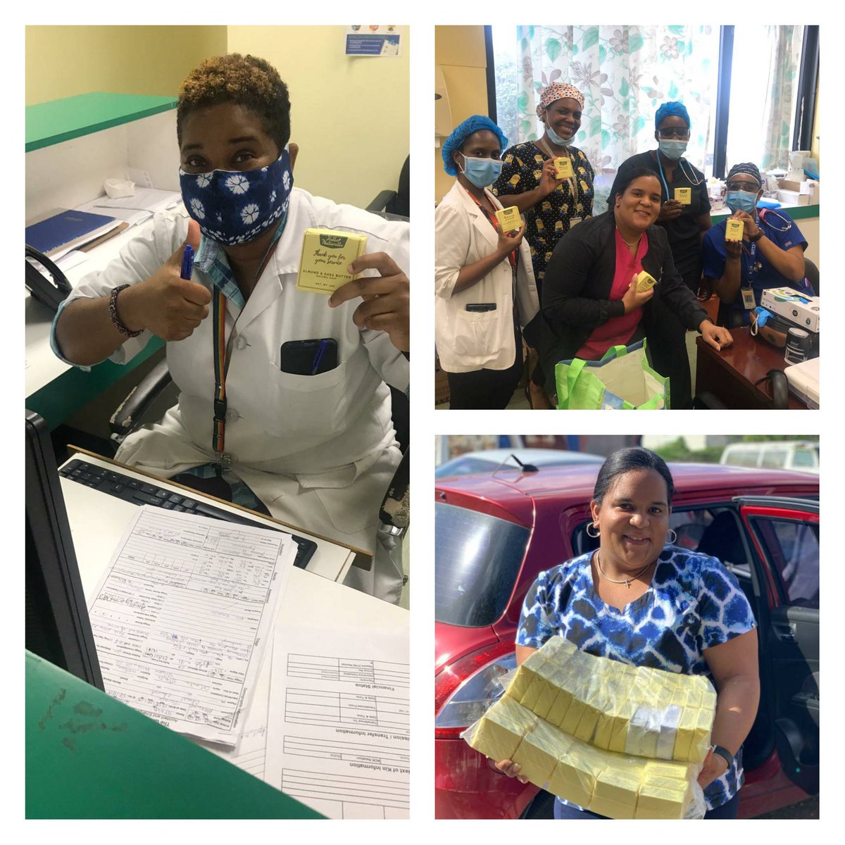 qehconnect's tweet photo. Good hand hygiene is so important to prevent the spread of #COVID19. As such, the staff of the AED are over the moon with the #donation of 100 bars of natural soaps by Cherry-Ann Boyce of Hello Naturalle.

Thank you so much for this wonderful gift!🙏🏾   

 #QEH #BarbadosStrong https://t.co/6lQc2tK02P