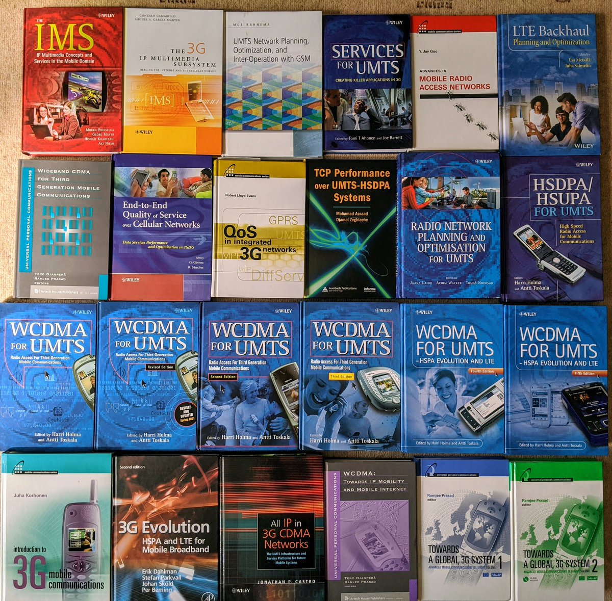960sutton's tweet photo. The lockdown is an opportunity to organise my library, am I missing any classic books on #3G #UMTS #HSDPA #HSUPA #HSPA #HSPA+ ??? #mobilecommunication #3GPP #ETSI https://t.co/wxVYKxNszw