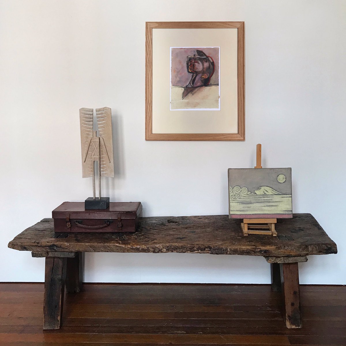 Derek Nice
‘Limed oak angel’
2014
51 x 16cm
£475

Trevor Stubley
1932-2010
‘Shooter’
1988
Crayon, wash and pencil
28 x 34cm
£520

Martyn Cross
‘Lil’ Mud ‘n’ Rushes’
2018
Oil on scrim
25 x 35cm
£400