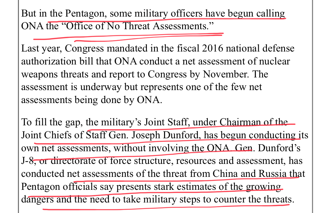 The ONA products were so late and of such low quality, the Pentagon did their own