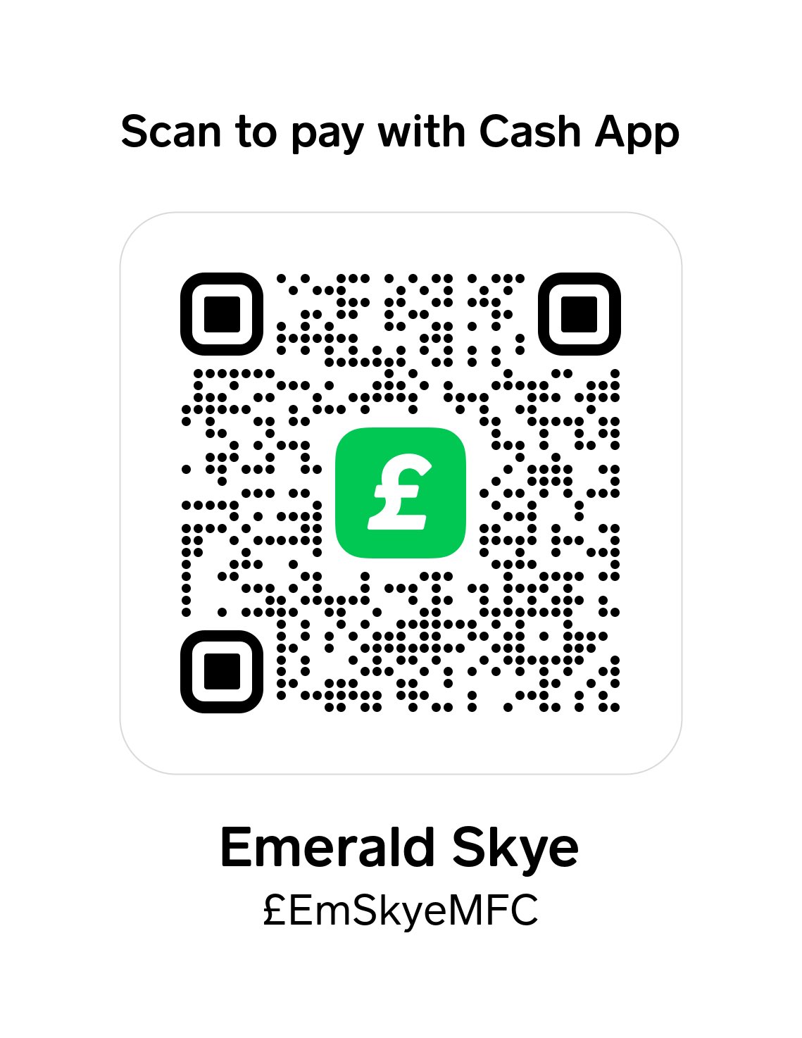 Finally managed to set up a new Cashapp so I can take payments again. Now for gods sake don’t put in a reference that’s gonna get it shut down!!! £EmSkyeMFC https://t.co/SvEv32SbQZ