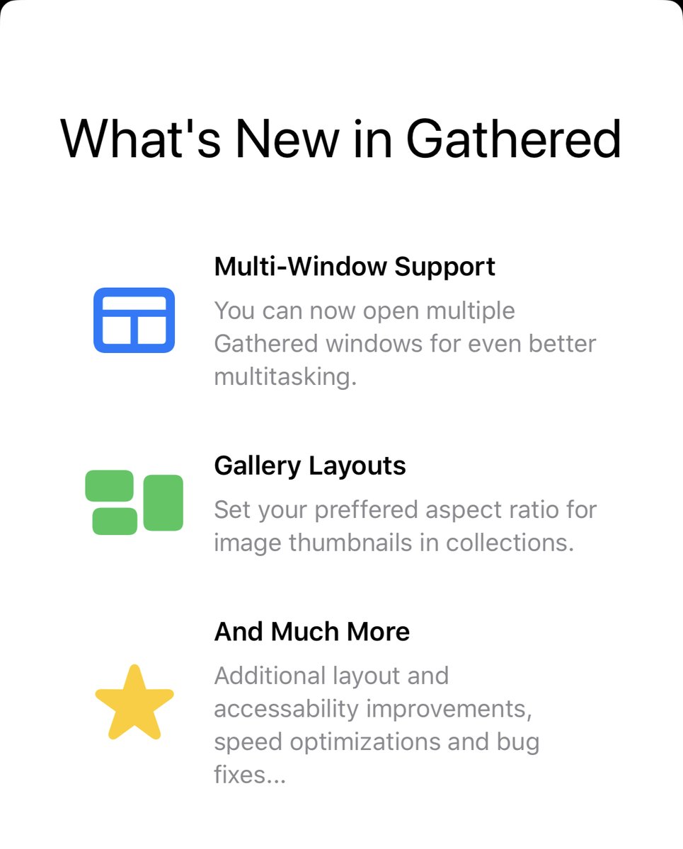 GatheredDesign's tweet image. Gathered 1.7 is out!
The update includes multi-window support on iPadOS, refined navigation, image thumbnails in original aspect ratio and loads of fixes.

apps.apple.com/us/app/gathere…