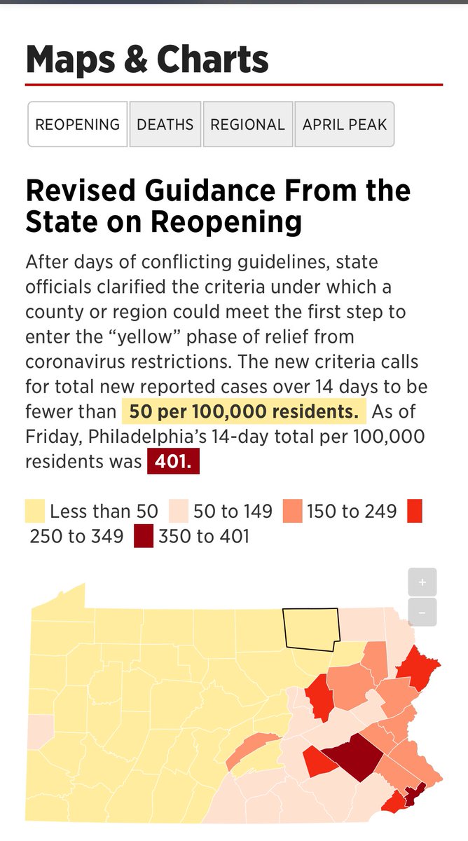 JohnFetterman's tweet photo. This is a *tremendously* useful visualization tool from @PhillyInquirer that breaks down county-by-county this critical COVID per 100,000 metric. 

Journalism matters.  ⤵️ https://t.co/ut5IqvAodH