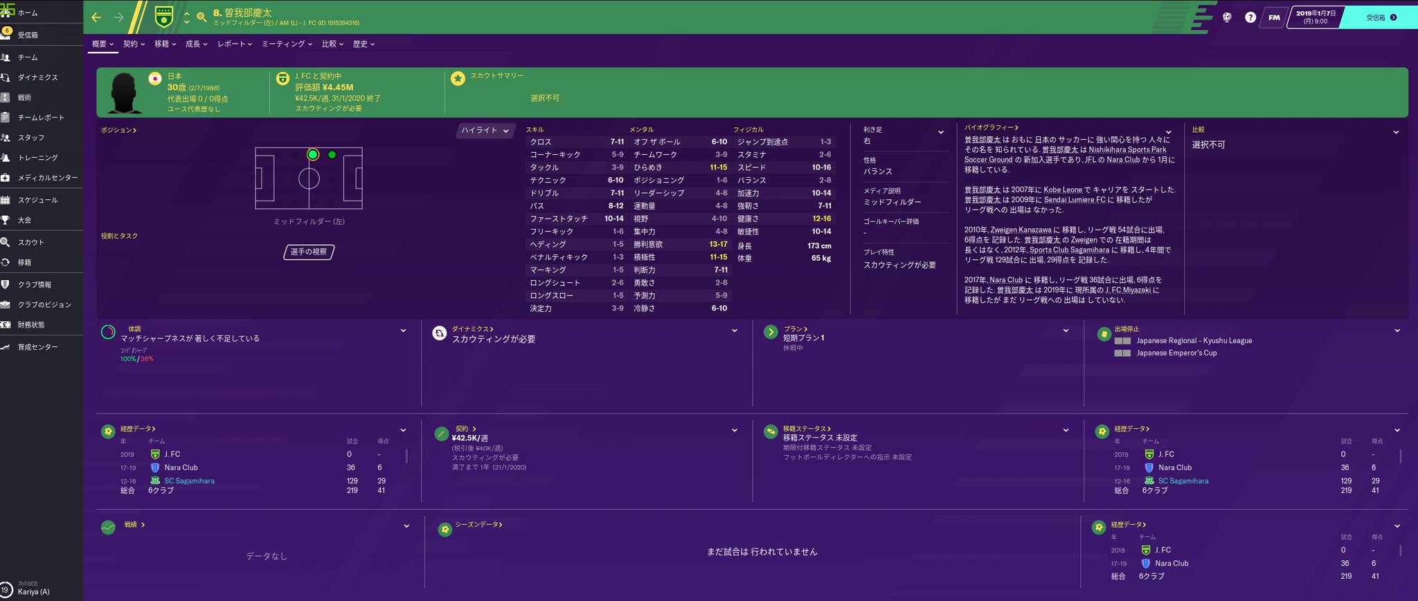 Rs Tommy Football Manager Jリーグmod入れてるところですが一部上手くいかず もうちょっと時間かかりそうです とりあえずsc相模原の千明選手と九州サッカーリーグj Fc Miyazakiの曽我部慶太選手のデータはこちら 地域リーグまで網羅してる