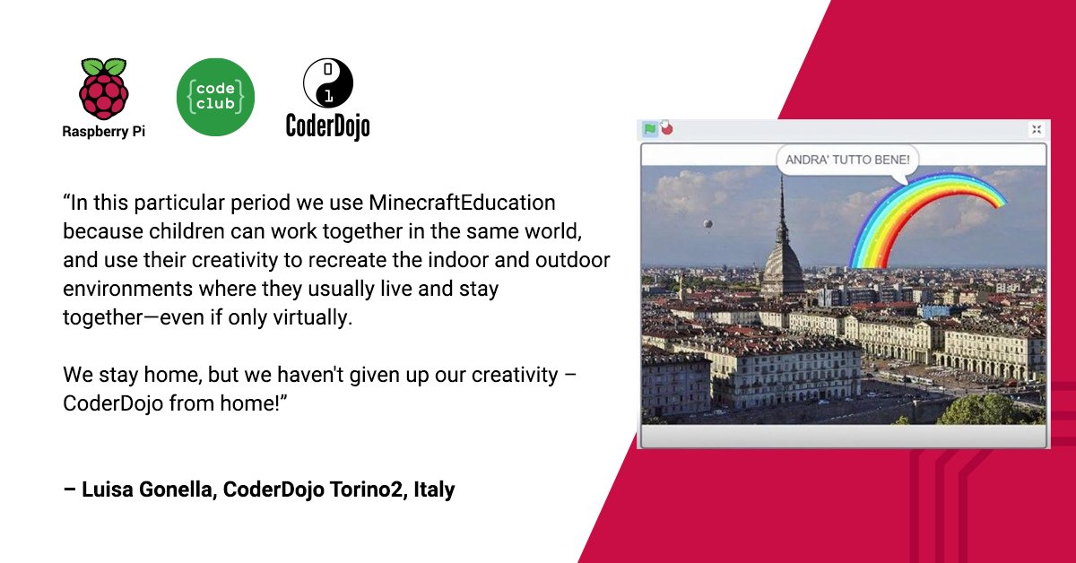 CoderDojo's tweet image. The Torino Dojo @CoderDojoTo2 in Italy has been keeping busy during lockdown, staying positive and organising fun online activities that their Ninjas can join in from home 🏡🌈
#CoderDojoStories #onlinelearning