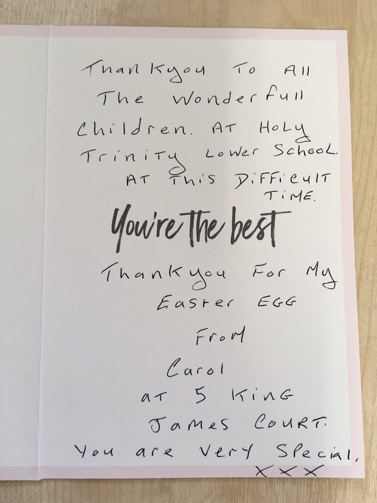 It was lovely to have a special message today from a resident at King James Court, thanking us all for the Easter Egg.                                      Thank you to all those who donated, your kindness has made a big difference. ❤️😀#sharethemiracle #kindhearts