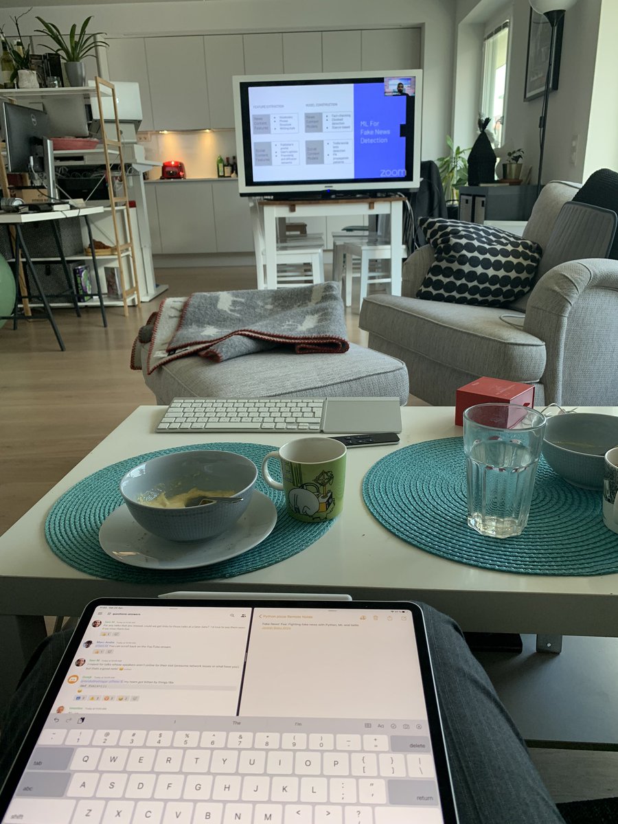 ahultner's tweet image. The #remotepythonpizza conference has started, currently watching @Jayesh_Ahire1 talking about fighting fake news with Python machine learning. 
#Python #pythonpizza