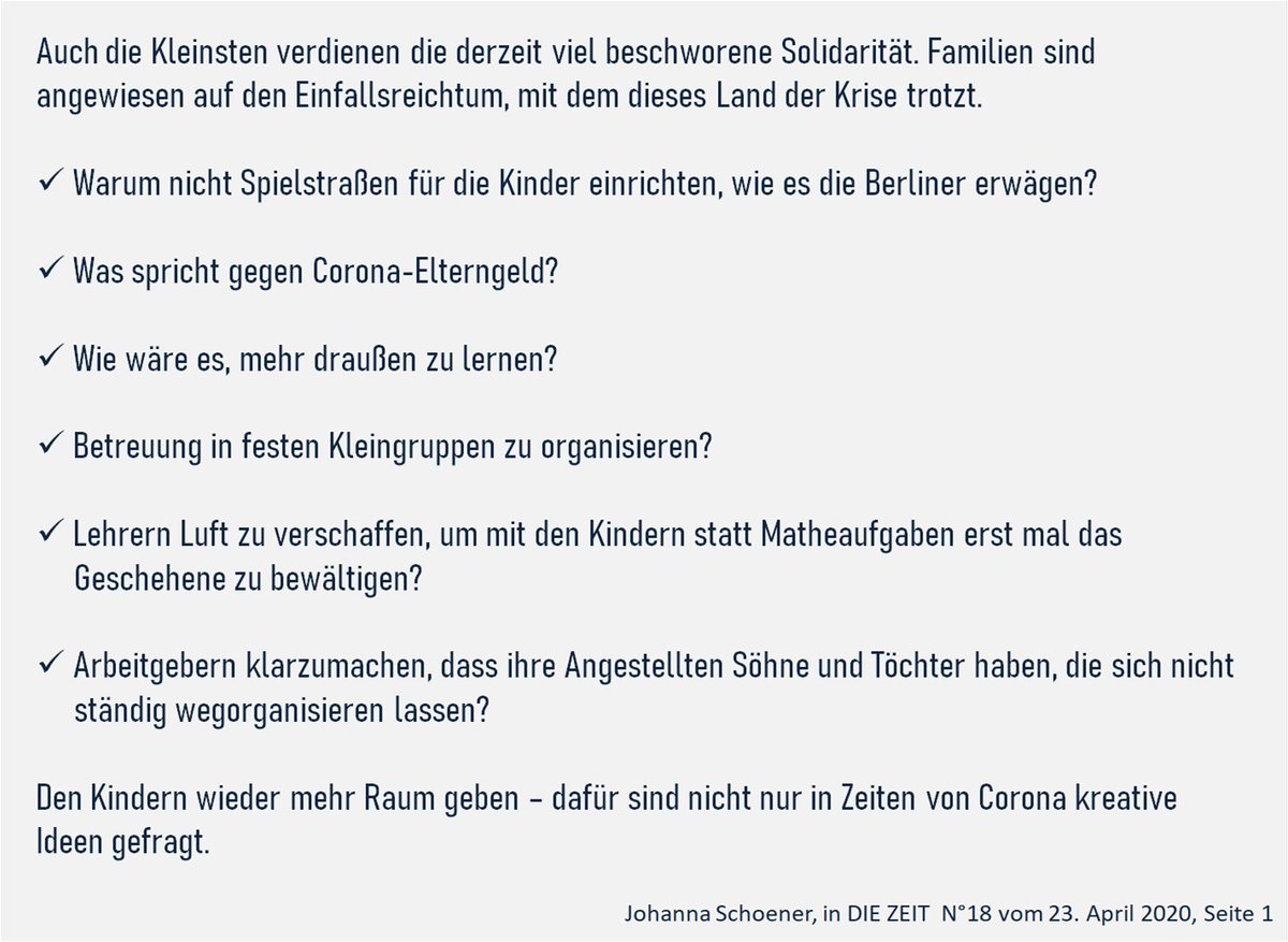 Die gesunde #Entwicklung unserer #Kinder dürfen wir nicht aus den Augen verlieren 👇 Wie wäre es mal mit einem Ideenwettbewerb, liebe #Politik, unter Einbeziehung der #Experten... und damit meine ich die #Eltern, denn sie sind die wahren Experten ihrer Kinder 👍
#Corona #Lösungen