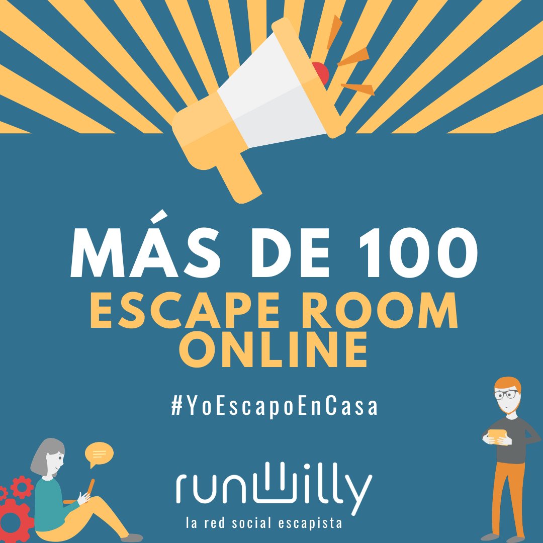 runwilly_es's tweet photo. Más de 100 #escaperoom #online #GRATIS te esperan en #runwilly, la red social escapista ¡Muchísimas gracias a todos los/as creadores/as! Sin vosotros/as no sería posible https://t.co/LJgsJvvkwB #YoEscapoEnCasa #roomescape #social #cuarentena #juego #escapista #redsocial #Covid_19 https://t.co/0NSupXi2YQ