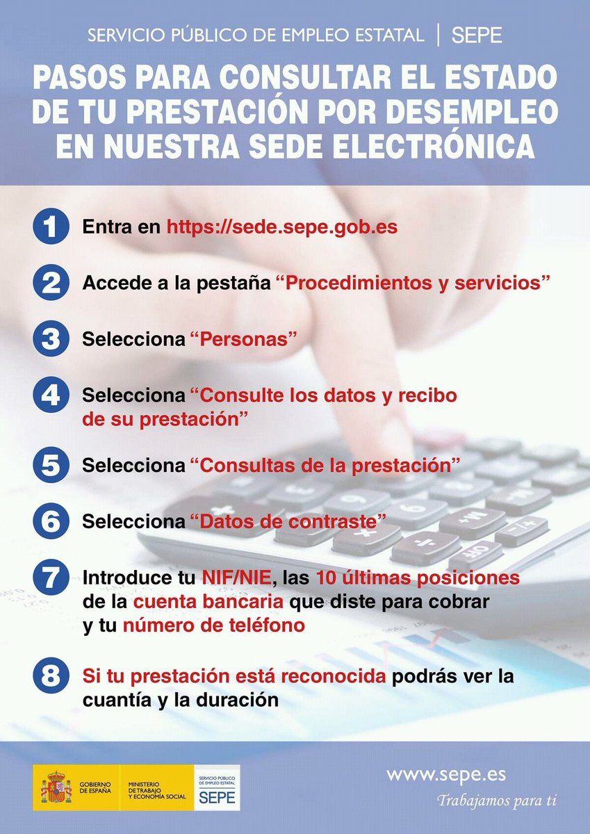 blogemple's tweet photo. Consulta el estado de tu prestación en  la página del SEPE en la siguiente dirección https://t.co/3DjDnoSC1p También puedes consultar preguntas frecuentes o en relación con empleo, prestaciones por desempleo, trabajo en la situación del COVID-19 aquí https://t.co/xdZoyzQIsx https://t.co/hZTY8o0fWk