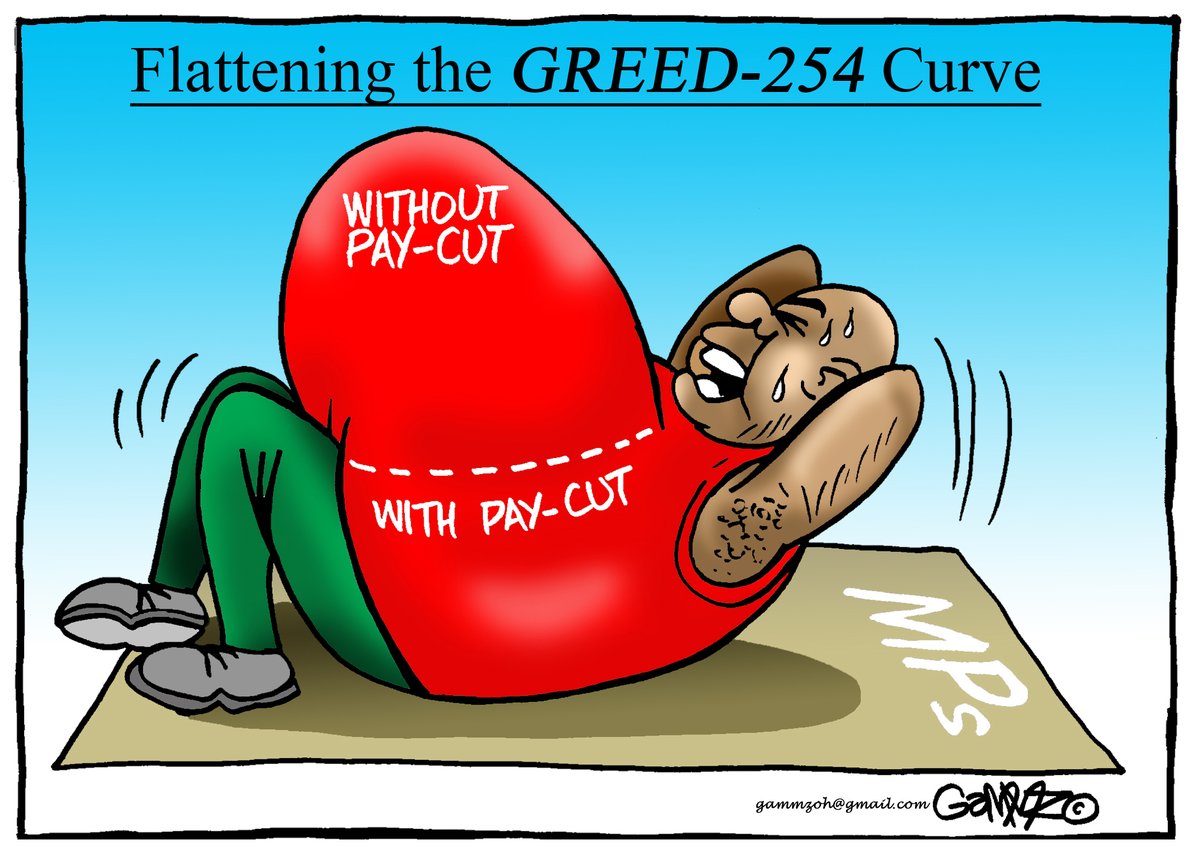 kiddoGAMMZ's tweet image. #FlatteningtheCurve Flattening the GREED-254 Curve...#SelfExercise #MPigs #COVIDMilestones Cartoon for @StandardKenya @SDEKenya @KTNNewsKE