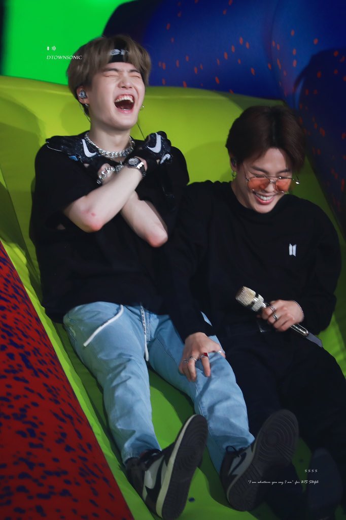 sliding down the bouncy slide with jimin