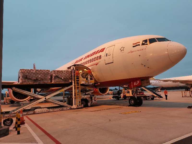 VikramMisri's tweet photo. Three Air India/Blue Dart flights over the last two days have lifted more than 80 tons of cargo bringing 1 million sets of protective goggles from #Guangzhou to #Delhi | Appreciate assistance of Civil Aviation Authority of China and @MFA_China #IndiaFightsCoronavirus @airindiain https://t.co/PIADD0m9Qi