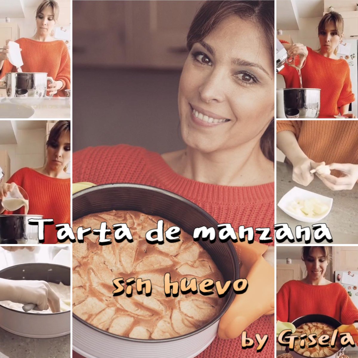 GiselaClub's tweet photo. ¡El #GiselaVlog ha vuelto! y, además de con la preciosa versión de Suéltalo que os compartimos el otro día, lo ha hecho con la receta de esta riquísima tarta de manzana sin huevo!! Un plan ideal para esta tarde de sábado en casa. Además, se necesitan muy pocos ingredientes y, https://t.co/HPTOzt4VKu
