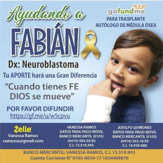 tiafatimasaleh's tweet photo. #FelizSabado

Por favor les pido de corazón me ayuden a difundir🙏 la campaña #AyudandoAFabian👦

Con apenas 5 añitos Fabián nesecita
🚨#URGENTE un transplante de MÉDULA ÓSEA

Cualquier colaboración a través de su Mamá Vanessa Ramos 👇 @AyudandoAFabian

Dios se los pague🙏 https://t.co/ThsIQHPw37
