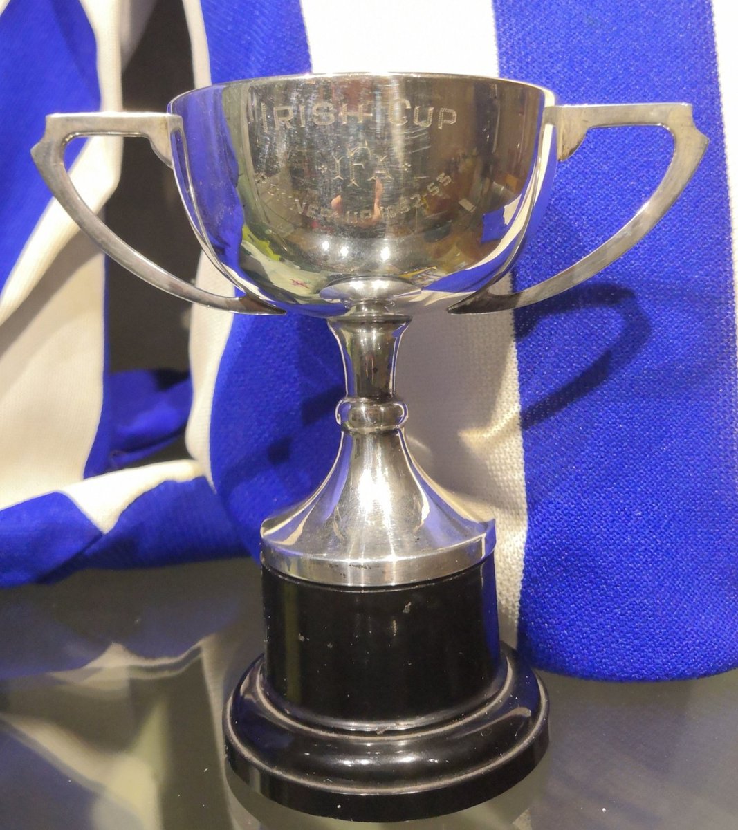 Another day for Irish Cup Final anniversaries . The 1953 & 1964 Cup Finals were played on 25th April.Linfield lifted the Cup in 1953 with a 5-0 win over Coleraine. Shown is the match programme & a trophy awarded to the Coleraine players as runners-up.    1/3