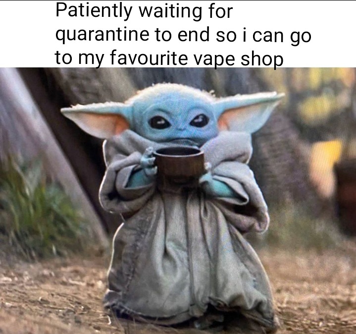 VapesMarty's tweet photo. Hang on fam, just a little more!
#vape #lockdown #vapelife #vapeshop #vapememe #vapingsaveslives #vapers #quarantine #vapefam #corona #vapecommunity #vapeon #vapenation #COVID19 #babyyoda https://t.co/ES67UKM22X