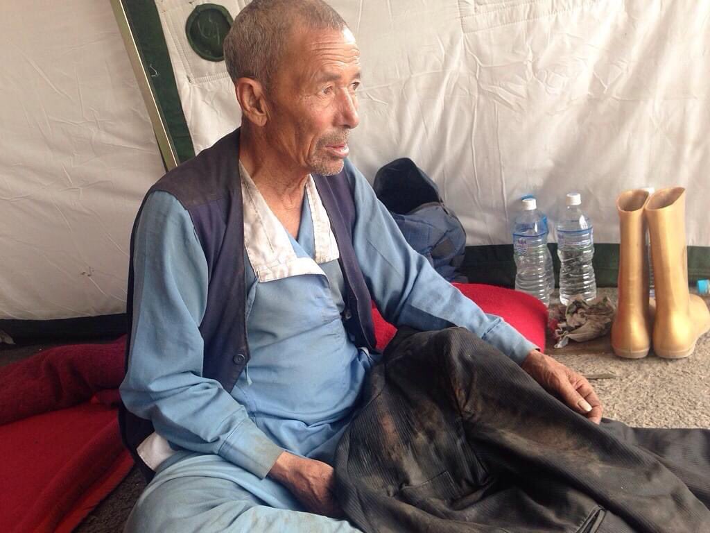 Here’s a man I’ll never forget. I met Sarki Bika, then 80 in the army hospital. He carried this bloodied black coat. He had dug his wife out of a landslide, and was later airlifted to Kathmandu. “I don’t know of a life without her,” he said. He spoke of nothing but her.