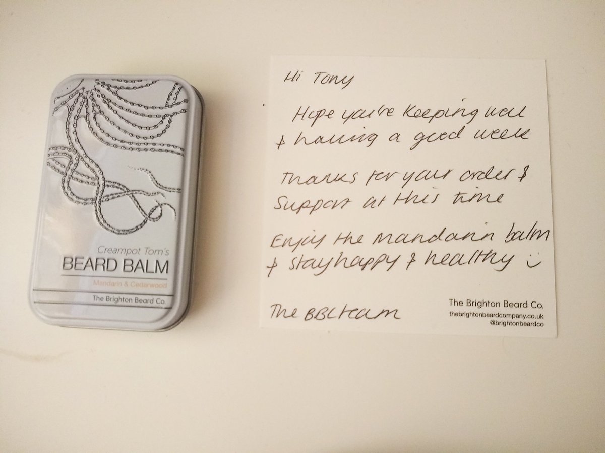 Shout-out to the @BrightonBeardCo who went to the trouble of including a hand-written note with my order. Lovely gesture.
