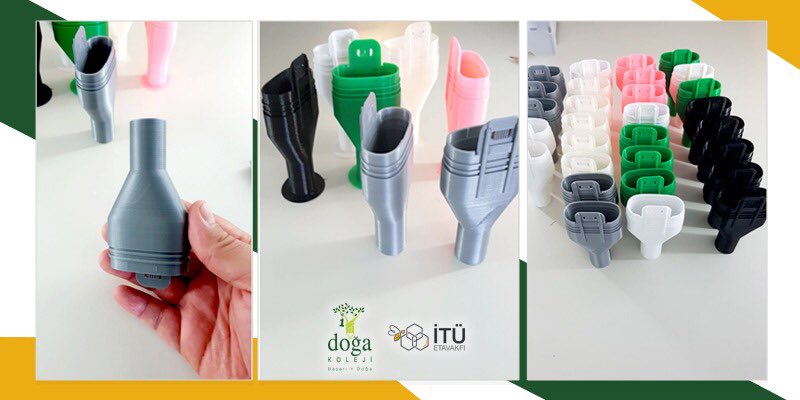 Sağlık çalışanlarımıza Doğa’dan bir destek daha! İTÜ iş birliği ile maske siperi üretiminin yanı sıra tüm kampüslerimizdeki 3D yazıcılarla tıbbi filtreleri maskelere bağlayacak aparatları sağlıkçılarımız için üretiyoruz. #SağlığınızSağlığımız dogakoleji.k12.tr/haberetkinlik/…