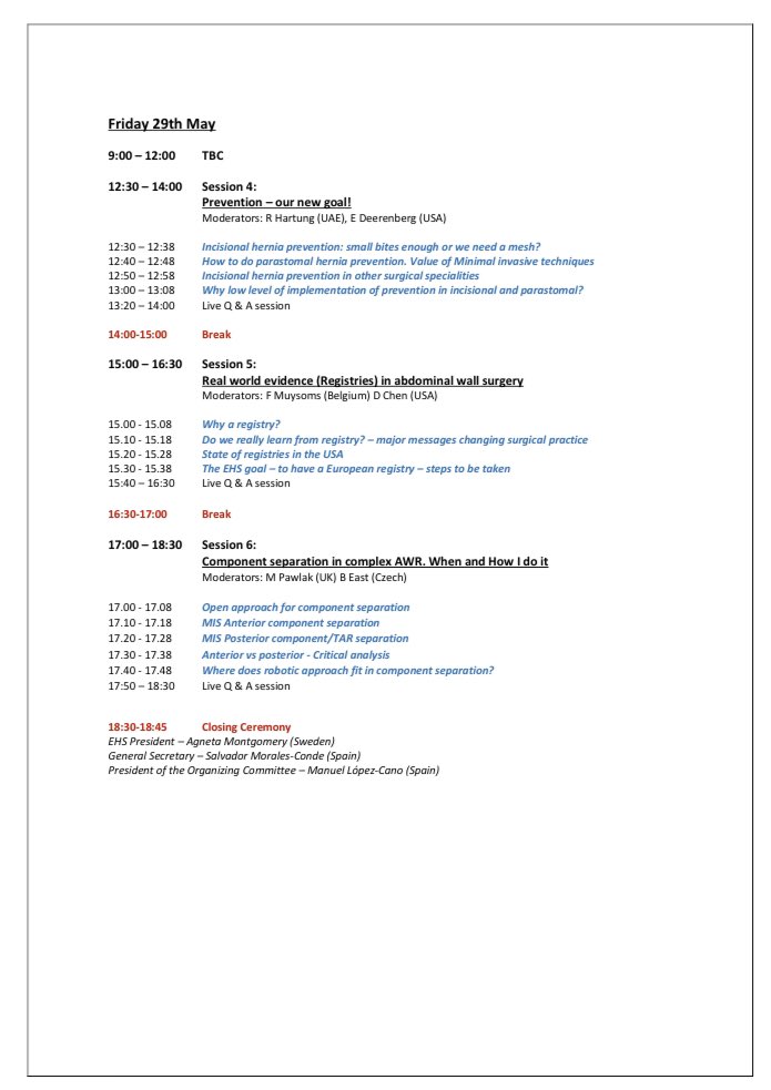 smoralesconde's tweet photo. The draft of the Virtual Congress of the European Hernia Society is ready...now time to confirm speakers and moderators...you will be able to register and have the final program in 1 week @eurohernias @AecPared @aecirujanos @asacirujanos https://t.co/OGcYLUyrj8