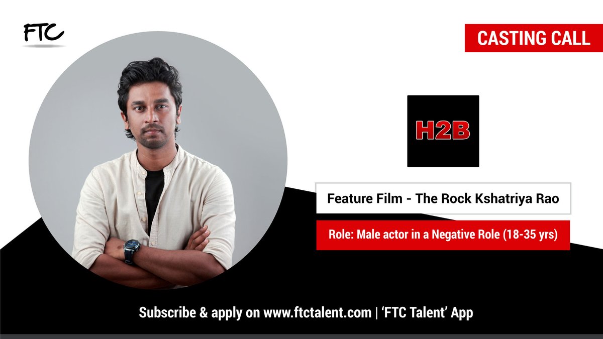 FTCTalent's tweet photo. We are seeking for a #MaleActor within the age of 18 - 35 years to play the role of a #NegativeCharacter for an Upcoming #HindiFeatureFilm.
Web: https://t.co/C2tbHRJtXz
App: FTC Talent
#TheRockKshatriyaRao #H2B #MaleNegativeRole #MaleActors #FTCTalent #NegativeRole #MaleArtist https://t.co/VcavXdAxlb