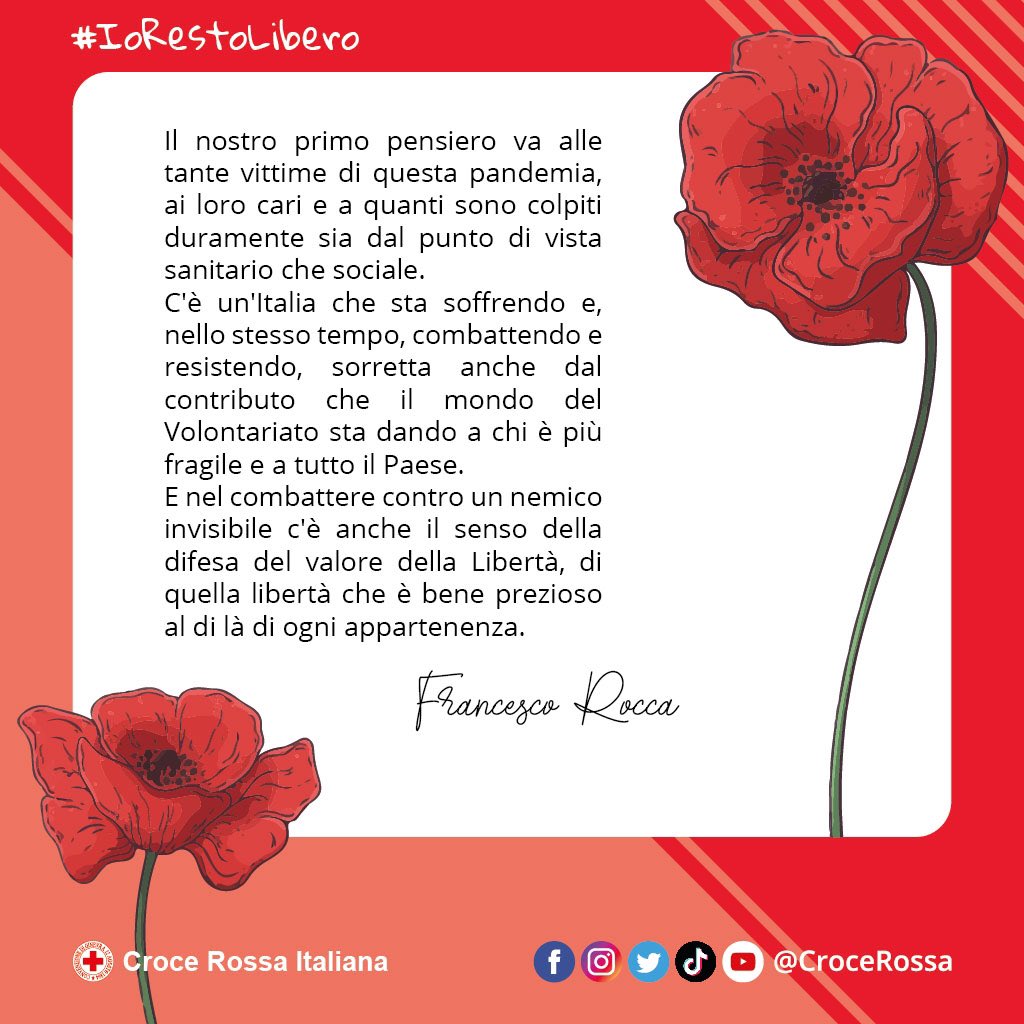 giovanicri's tweet photo. #CroceRossa è mai come ora parte di un "esercito" di liberazione, una comunità di donne e uomini in prima linea che non si risparmia per sorreggere con umanità il bene prezioso della vita. Buon 25 Aprile a tutti e tutte! 🤲🏻 #GiovaniCRI @crocerossa https://t.co/1TkErsHXub