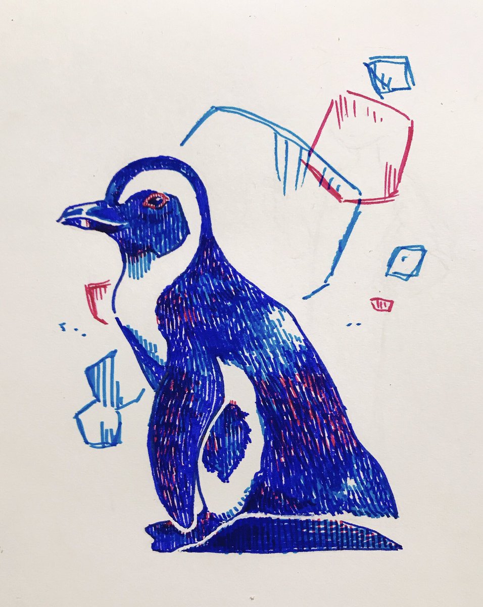 ナガラヨリ V Twitter リクエストの 好きな鳥 ということでペンギンを描きました 今日は世界ペンギンの日だそうです ありがとうございました サインペンイラスト 世界ペンギンの日 Worldpenguinday