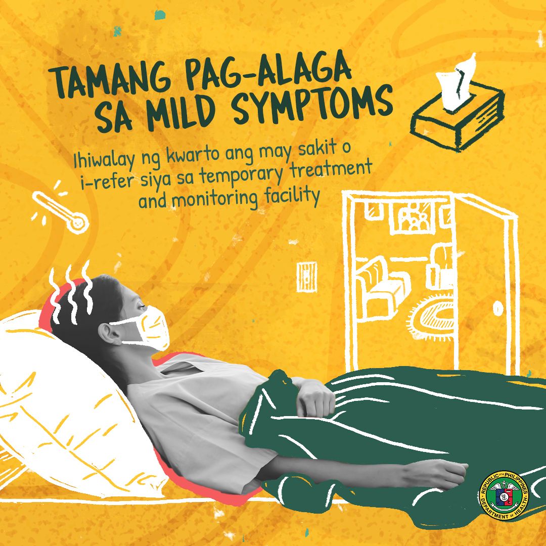 DOHgovph's tweet photo. May kasama ka ba sa bahay na may MILD o banayad na mga sintomas? Alamin ang mga dapat gawin. #BeatCOVID19 #HealthyPilipinas 💚

Kung malala na ang pakiramdam, huwag mag-alinlangan na tawagan ang local BHERT o ang DOH hotline. Ready silang tumulong! 👩‍⚕️👨‍⚕️

#WeHealAsOne 
#COVID19PH https://t.co/fWMiqBaFn4