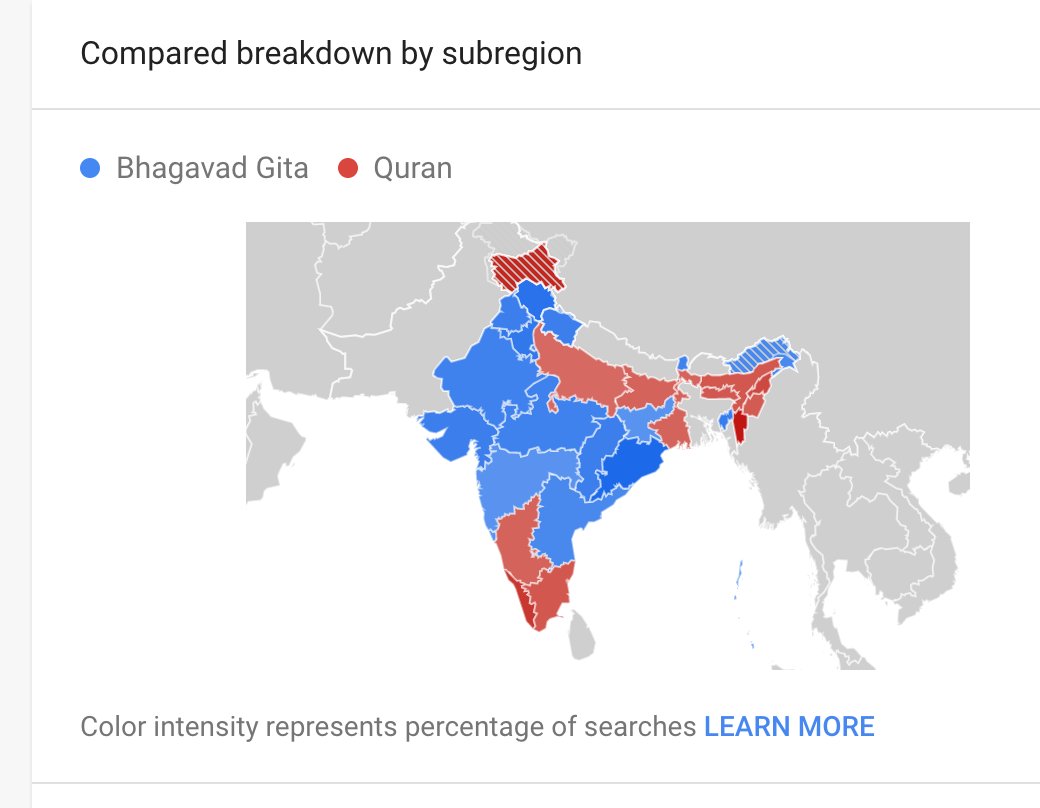 Interesting. Google Search results all over India for Bhagavad Gita vs Quran