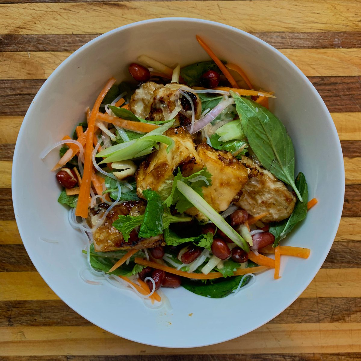 this is a vermicelli noodle salad w tempeh and tofu adapted from a julia busuttil nishimura recipe