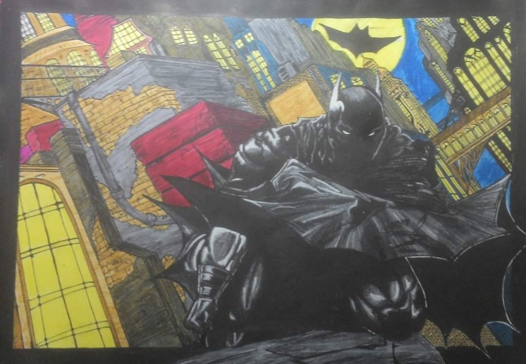 Darcex7's tweet photo. Mi propuesta para el concurso con uno de mis personajes favoritos de todos los tiempos  Batman de la temporada 10

Bocetaje y proceso con tinta china en el 1er comentario
#FortniteX
#FNDibujoMagistral https://t.co/kjmf1bDBy4