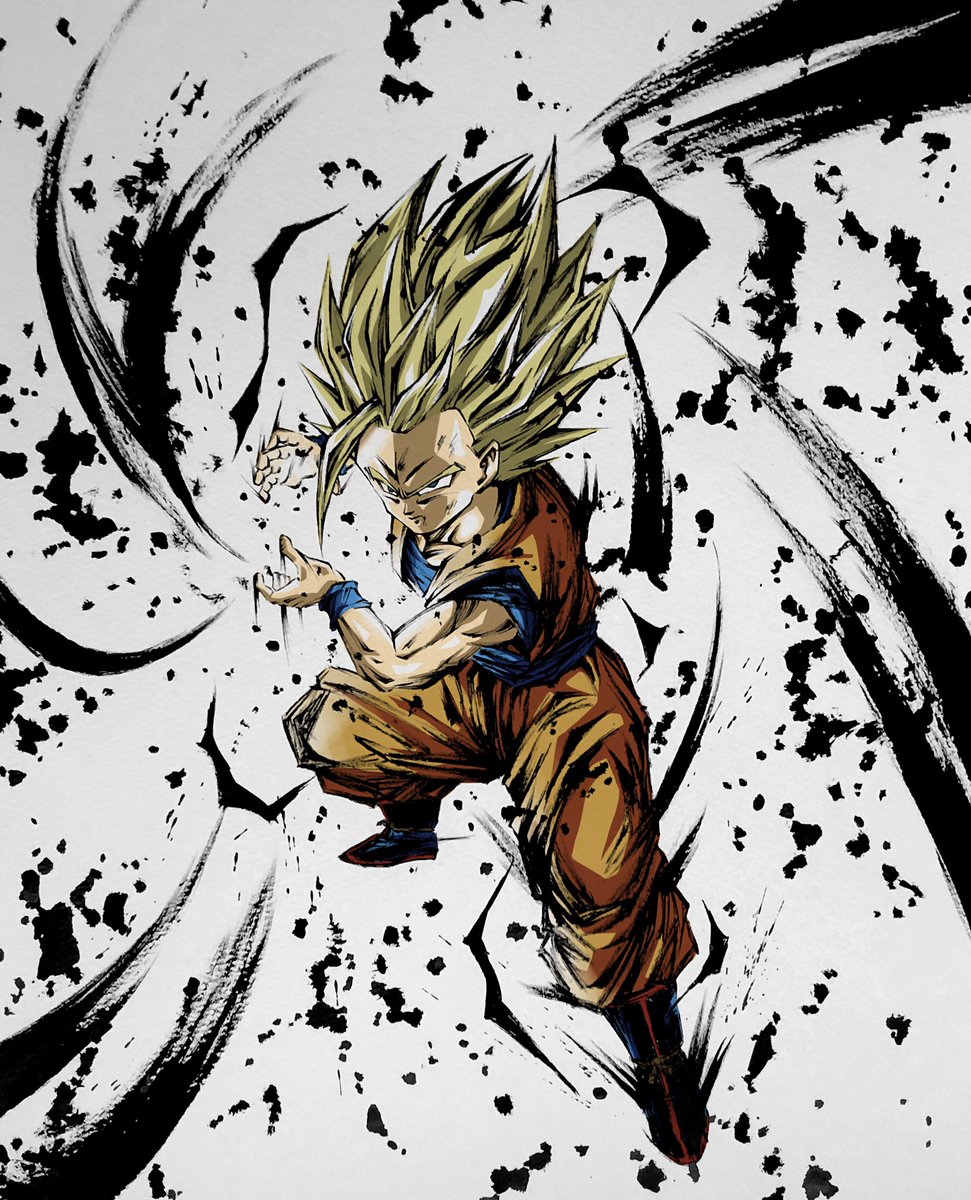 Z風カラー？みたいな感じ #ドラゴンボール #孫悟飯 #イラスト #墨絵
