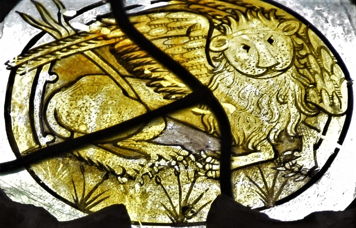 #StMarksDay #Caturday Medieval stained glass Bledington, Gloucestershire.