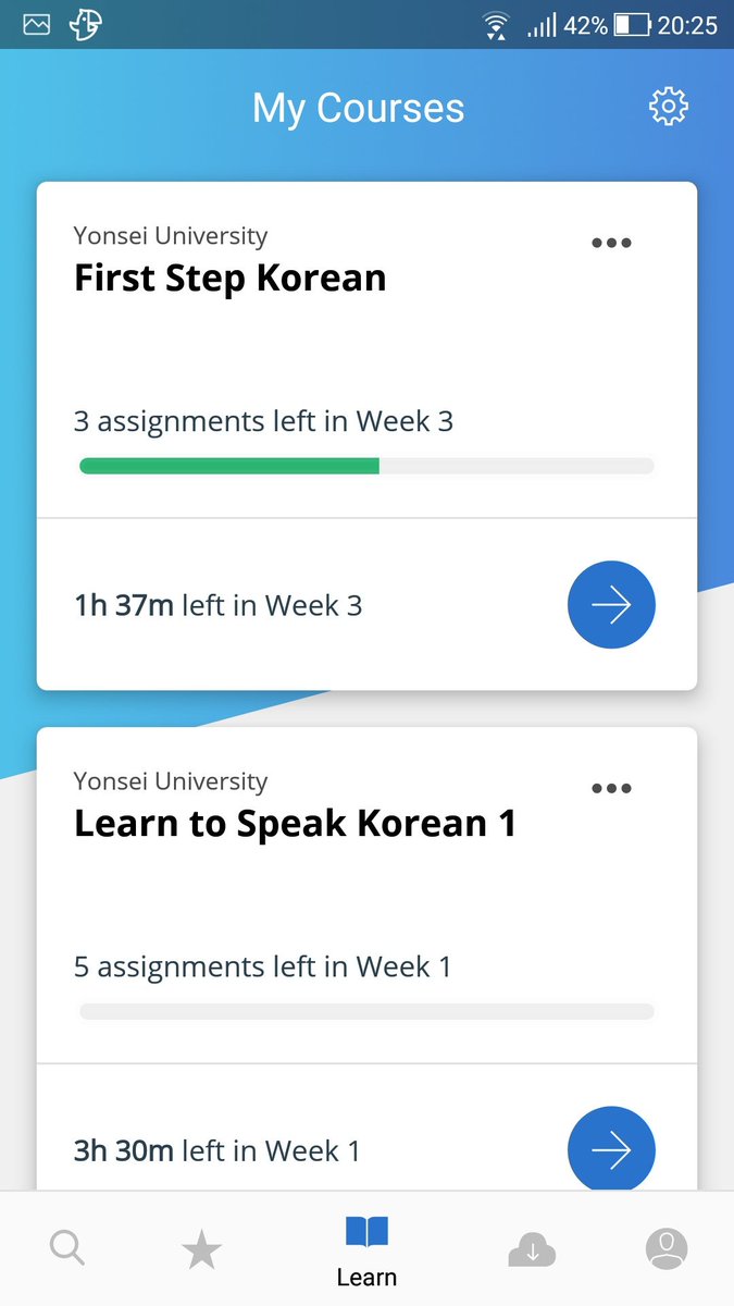 I enjoy the lessons on the app Coursera. It has good explanations on each lessons plus it is made by Yonsei University. Though there are only a couple of courses for beginners, here are the 2 courses I am enrolled in.