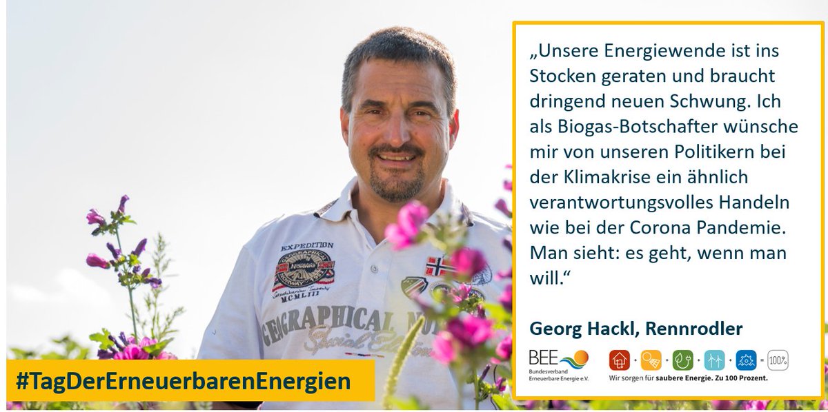 bEEmerkenswert's tweet photo. 👉Neuen Schwung für die #Energiewende fordert Rodellegende Georg Hackl, der sich seit langem für Biogas einsetzt. 💪Mehr über #Klimaschutz durch #Biogas vom #Hacklschorsch unter: https://t.co/tvKgfCUWD3 #TeamErneuerbare #TagDerErneuerbarenEnergien💚💯 https://t.co/JmutqxaBFW