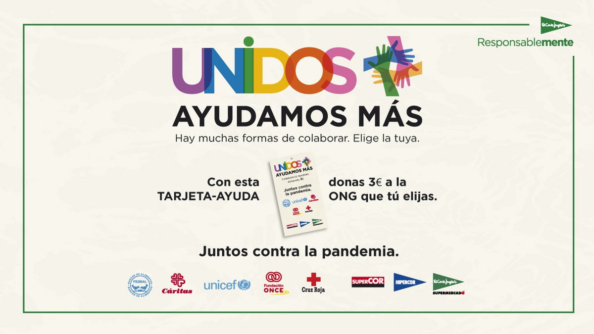 Fundacion_ONCE's tweet photo. Quieres ayudar a las familias con #discapacidad más vulnerables por el coronavirus?

@elcorteingles ha puesto en marcha la iniciativa “Unidos Ayudamos Más” en la que colabora a través de la venta de tarjetas solidarias por valor de 3 €

Adquierela en sus centros, gracias!! https://t.co/m7YuSLGZYq