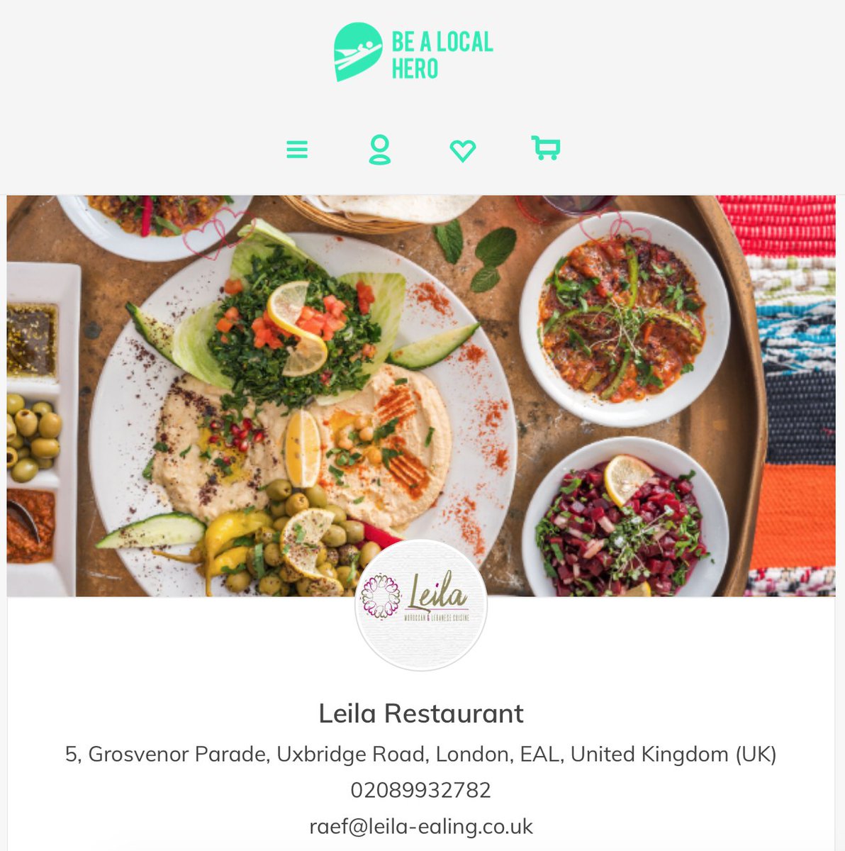BeALocalHeroUK's tweet photo. Calling all Local Heroes!

Leila Restaurant, Ealing, is a haven of Moroccan and Lebanese culinary pleasure.

And they have take-away &amp; home deliveries during #Lockdown with discounts for keyworkers.

#BeALocalHero - buy a voucher to support them today!

👉 https://t.co/u66uTAHkfx https://t.co/0VgSb9lHyA