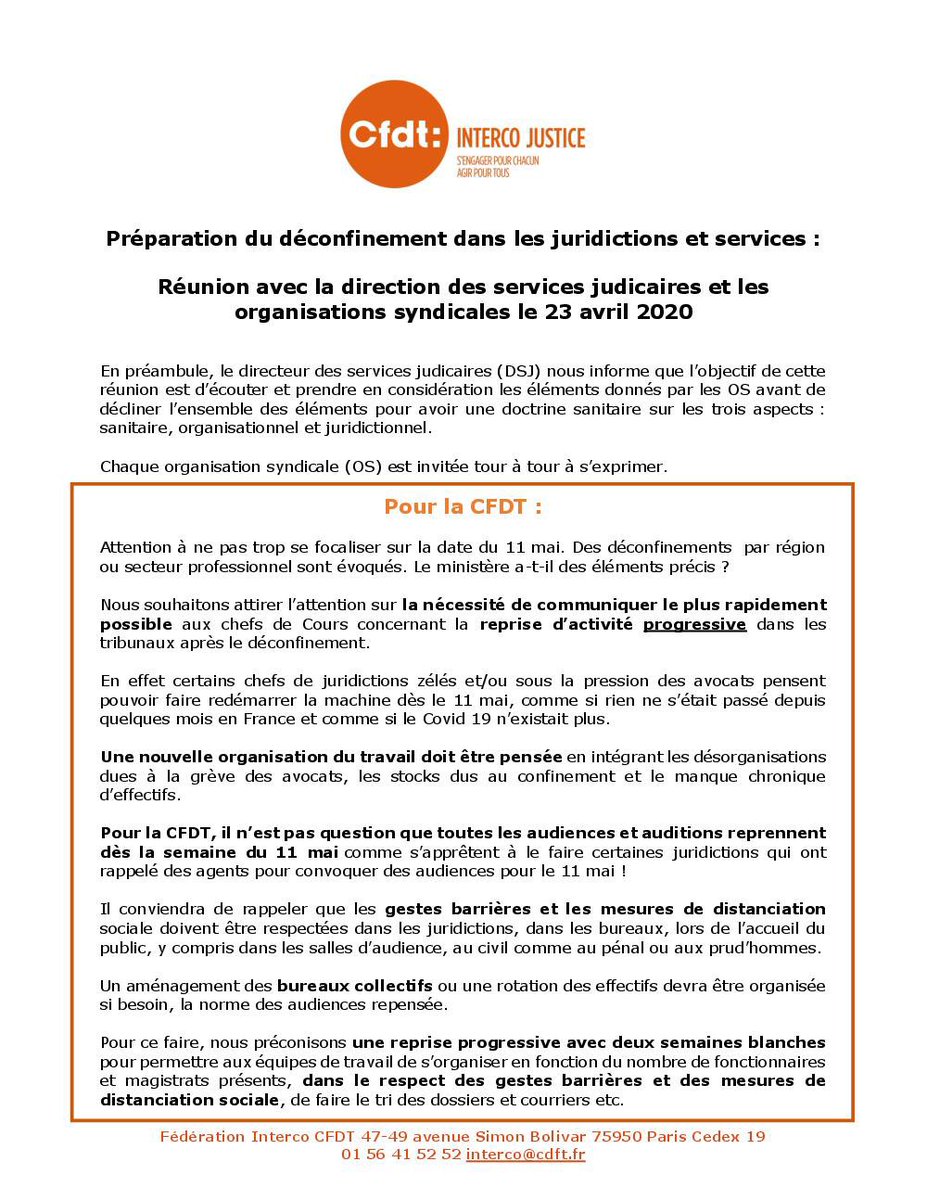 interco30's tweet photo. Reprise de l’activité judiciaire ordinaire le 11 mai? Oui mais ne sacrifions pas les magistrats, greffiers et fonctionnaires ! https://t.co/vTJe6ULn61